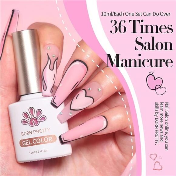 Pink Gel Nail Polish Set 6 Colors Sweet Lovely Nude Pink White Colors Nail Art - Picture 5 of 7